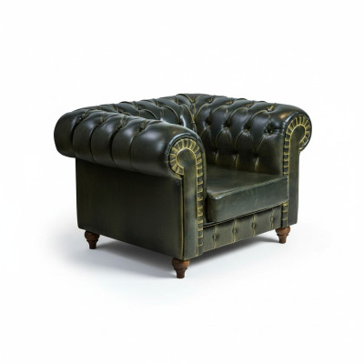 Poltrona Chesterfield Verde Design Moderno Sedia Nuova Arredamento Soggiorno