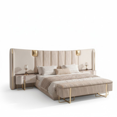 Letto 2x Comodini Camera da Letto Completo Lusso Arredamento Nuovo Mobili