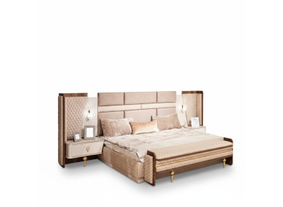 Camera da letto set Design di lusso Letto 2 comodini Moderno Arredamento