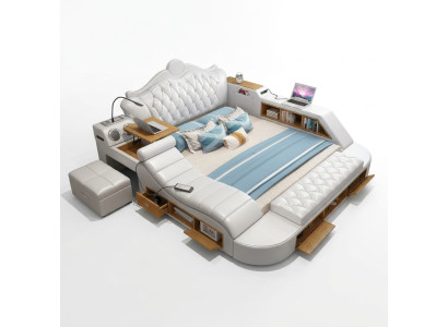 Letto multifunzionale Chesterfield doppio design di lusso 180x200 USB.