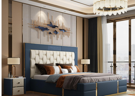 Design Boxspring letto Moderno Letti Letto Letto Matrimoniale Hotel Lusso 180x200 Nuovo