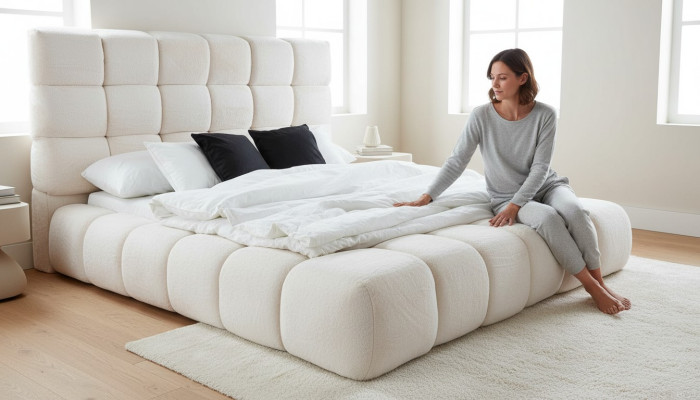 Letto Letti matrimoniali Moderno Struttura letto di lusso Design Cornice letto Legno Nuovo
