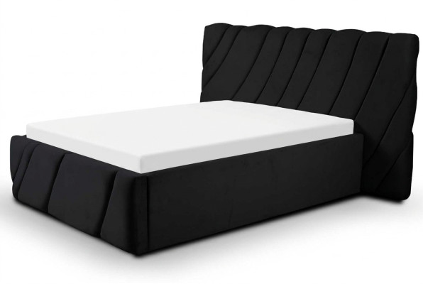 Camera da letto di lusso Letto Matrimoniale Nero Legno Imbottito Letti Struttura del Letto