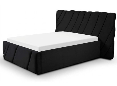 Camera da letto di lusso Letto Matrimoniale Nero Legno Imbottito Letti Struttura del Letto