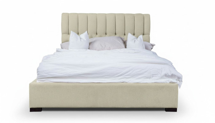 Letto Beige Letto matrimoniale Legno Moderno Letti di lusso Letto in tessuto Camera da letto