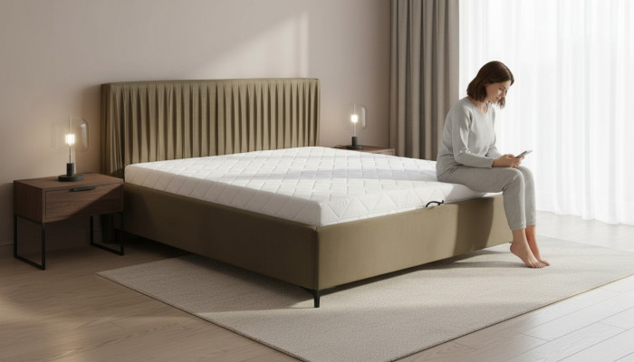 Design letto moderno, letti in legno tessile telaio letto camera da letto.