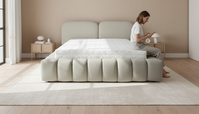Struttura letto di lusso 180x200 cm colore grigio Testiera Letti Mobili Camera da letto