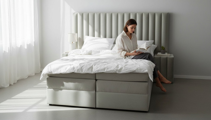 Set camera da letto con letto comodino 3 pezzi Design moderno di lusso Letti Grigio