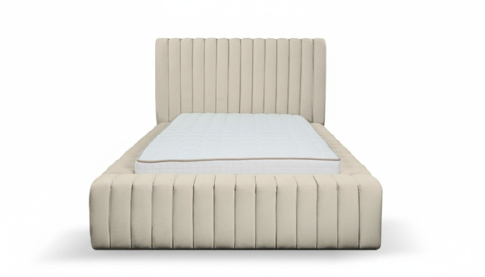 Lussuosa camera da letto Letto Matrimoniale in Legno Letto Imbottito Cornice del Letto beige