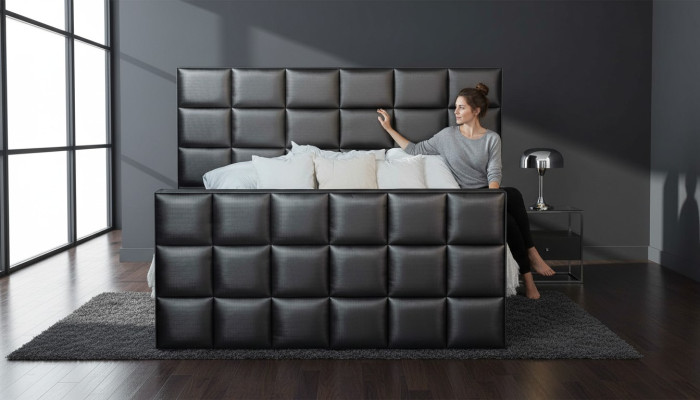 Camera da letto Letti in ecopelle Letto di lusso Letto a molle 180 x 200 cm