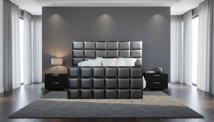 Camera da letto Letti in ecopelle Letto di lusso Letto a molle 180 x 200 cm