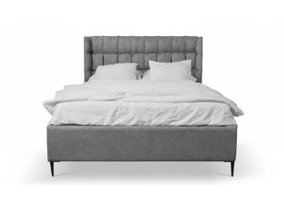 Letto matrimoniale grigio Design classico della camera da letto Materasso elegante in tessuto