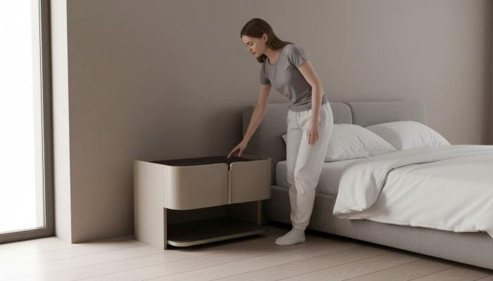 Design in grigio comodino consolle tavolini da salotto in legno di lusso per la camera da letto.