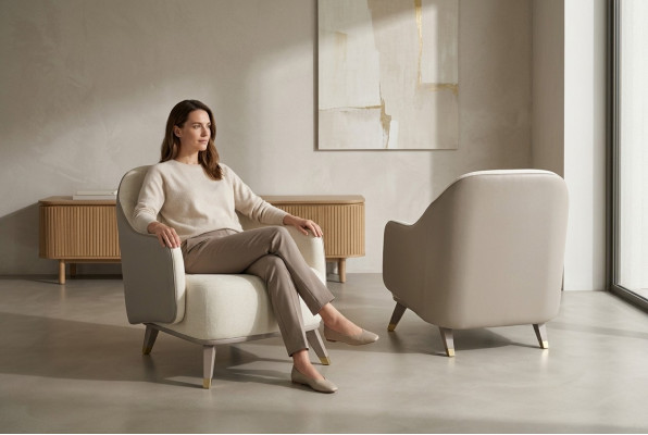 Poltrona 1 Posto Divani Imbottiti Design di Lusso Tessuto Divano Bianco Nuovo