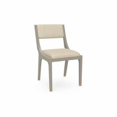 Sedia da design Sedia da pranzo in tessuto bianco in legno massello Nuova