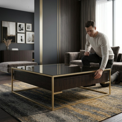 Tavolino da salotto di lusso dal design moderno in legno.