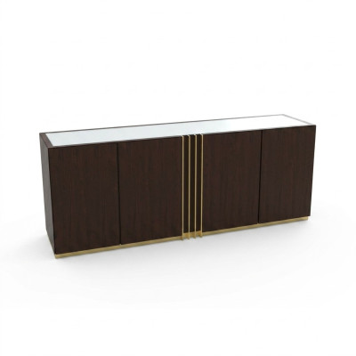Comò soggiorno lowboard marrone credenza legno moderni mobili 208x49x80cm