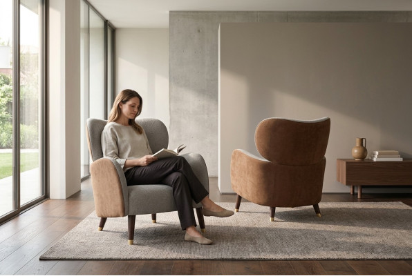 Poltrona grigia, design moderno di lusso, da soggiorno, in stile singolo, poltrona per la televisione.