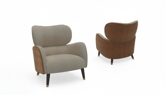 Poltrona grigia, design moderno di lusso, da soggiorno, in stile singolo, poltrona per la televisione.