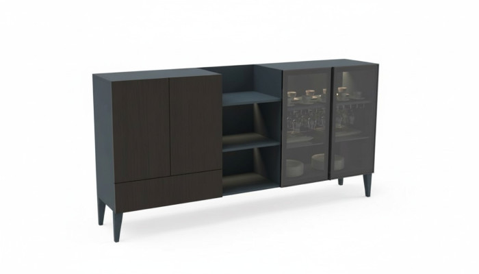 Mobile porta tv moderno in legno credenza cassettiera marrone nero nuovo
