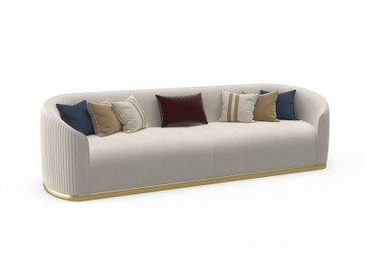 Divano 3 posti imbottito stile moderno tessuto di lusso bianco