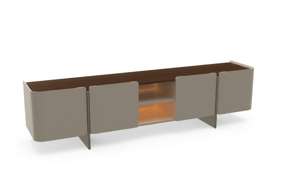 Moderna parete soggiorno design supporto TV lusso grigio lowboard nuovo