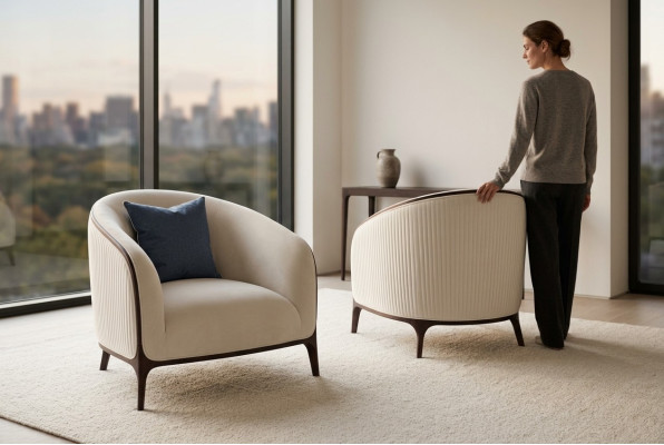 Poltrona Design Divano Monoposto in Tessuto Lounge Imbottito di Lusso Seduta Relax