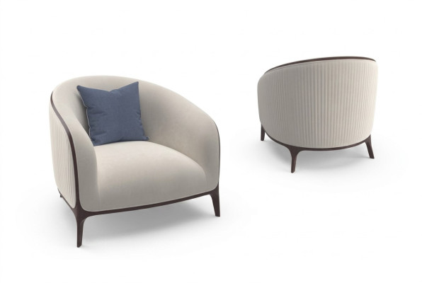 Poltrona Design Divano Monoposto in Tessuto Lounge Imbottito di Lusso Seduta Relax