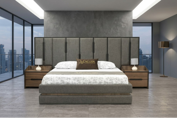 Set camera da letto moderno 3 pezzi con elegante letto e 2 comodini completi