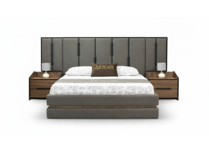 Set camera da letto moderno 3 pezzi con elegante letto e 2 comodini completi