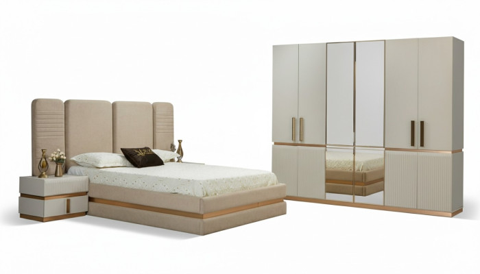 Tavolo per il trucco beige moderno con specchio Altezza 180 cm lussuoso Mobili nuovi.