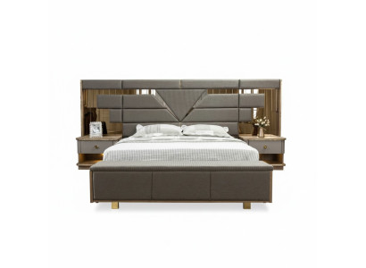 Letto comodino 3 pezzi Set camera da letto Design Moderno Lusso Elegante Completo