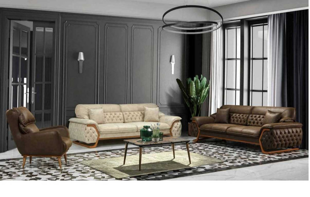 Divano Chesterfield 3 posti regolabile per il soggiorno con imbottitura e design sofisticato.