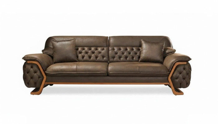 Divano Chesterfield 3 posti regolabile per il soggiorno con imbottitura e design sofisticato.