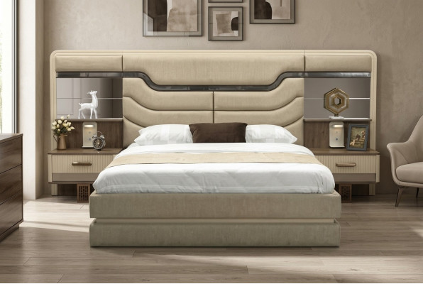 Mobili Letti Letto di lusso 2x Comodini 3 pezzi Set camera da letto Design