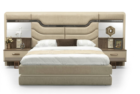 Mobili Letti Letto di lusso 2x Comodini 3 pezzi Set camera da letto Design