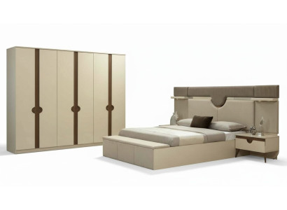 Elegante set da camera da letto 4 pezzi con letto, 2 comodini e armadio nuovo.