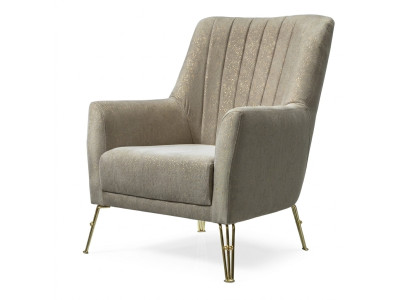 Design Sedile di lusso Beige Sedia Relax in legno con acciaio inox Sedia nuova