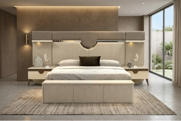 Set da camera da letto 3 pezzi: letto, 2 comodini, stile elegante, mobili letto