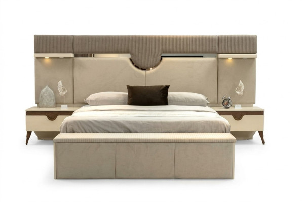 Set da camera da letto 3 pezzi: letto, 2 comodini, stile elegante, mobili letto