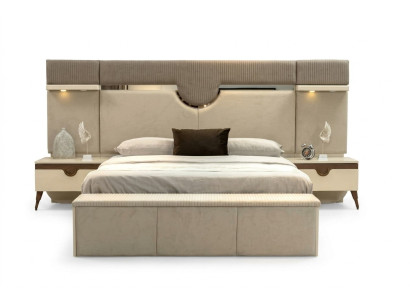 Set da camera da letto 3 pezzi: letto, 2 comodini, stile elegante, mobili letto