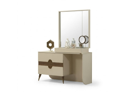 Mobile con specchio e piano per trucco beige, design per la camera da letto Konso lNeu.