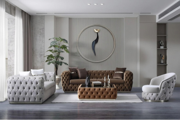 Set di divani di lusso 3+3+1 posti con design moderno e imbottitura.