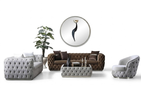 Set di divani di lusso 3+3+1 posti con design moderno e imbottitura.