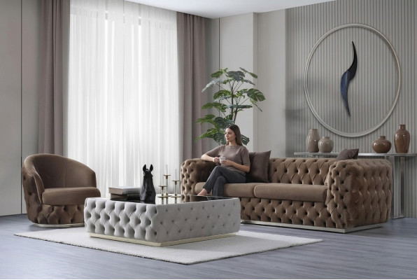 Soggiorno di design 3 + 1 posti mobili di lusso e moderni set 2 pezzi