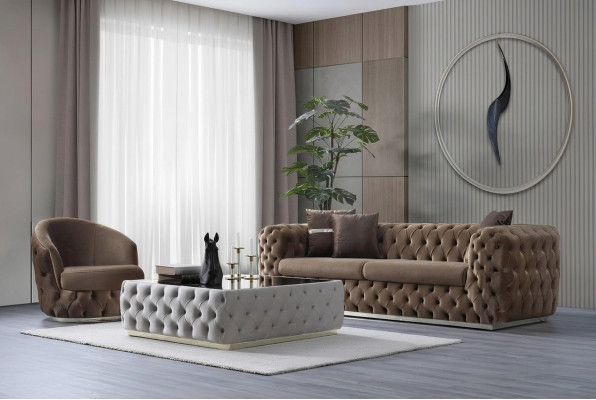 Soggiorno di design 3 + 1 posti mobili di lusso e moderni set 2 pezzi