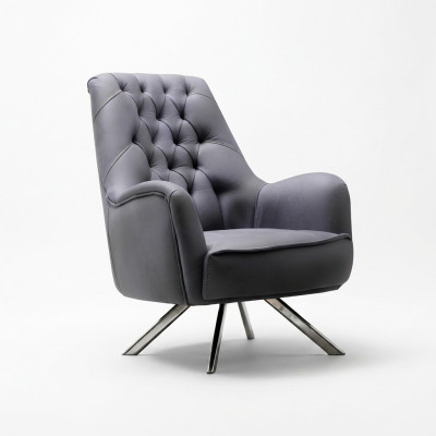 Poltrona Design Divano Sofa Relax Tessuto Imbottito Sedile Lusso Grigio Nuovo