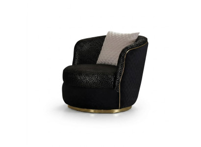 Design poltrona singola in tessuto imbottito di lusso, colore nero.
