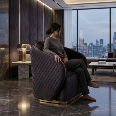 Design Poltrona Lounge - Mobili Perfetti Sedie Tessuto Imbottitura Sitz Luxury Nuovo
