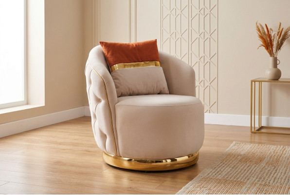 Design Sitz Luxus beige poltrona relax tessuto con braccioli in acciao INOX poltrona club